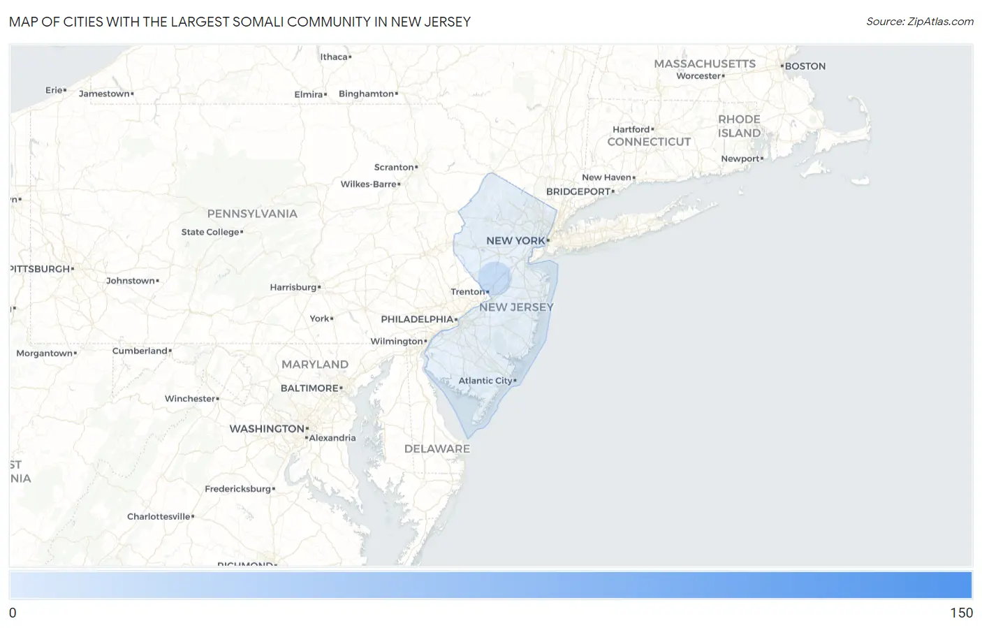 Cities with the Largest Somali Community in New Jersey Map