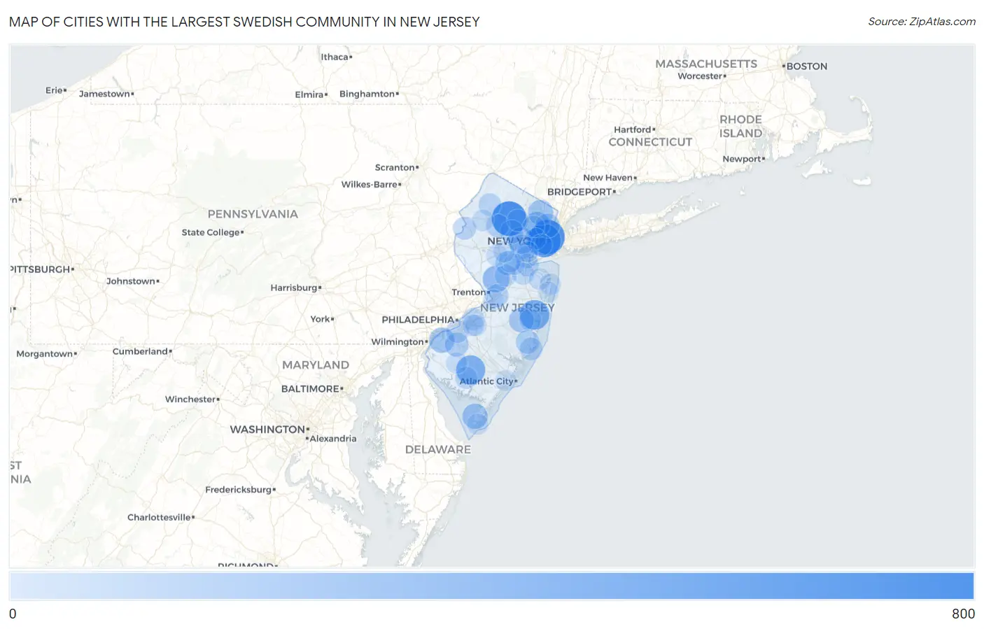 Cities with the Largest Swedish Community in New Jersey Map