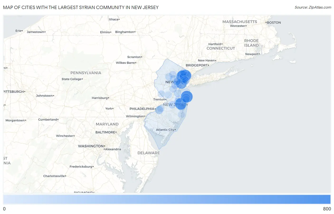 Cities with the Largest Syrian Community in New Jersey Map