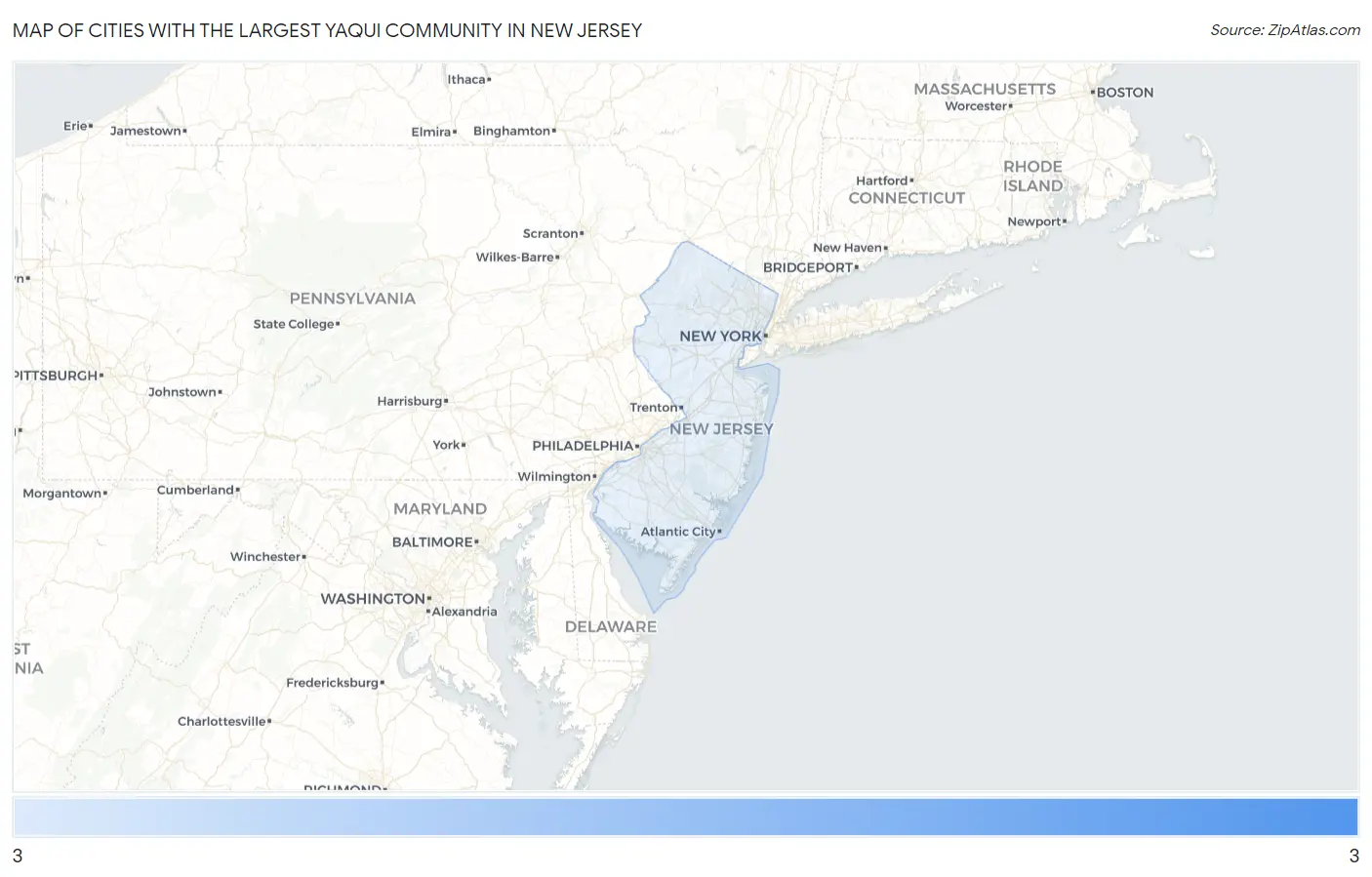 Cities with the Largest Yaqui Community in New Jersey Map