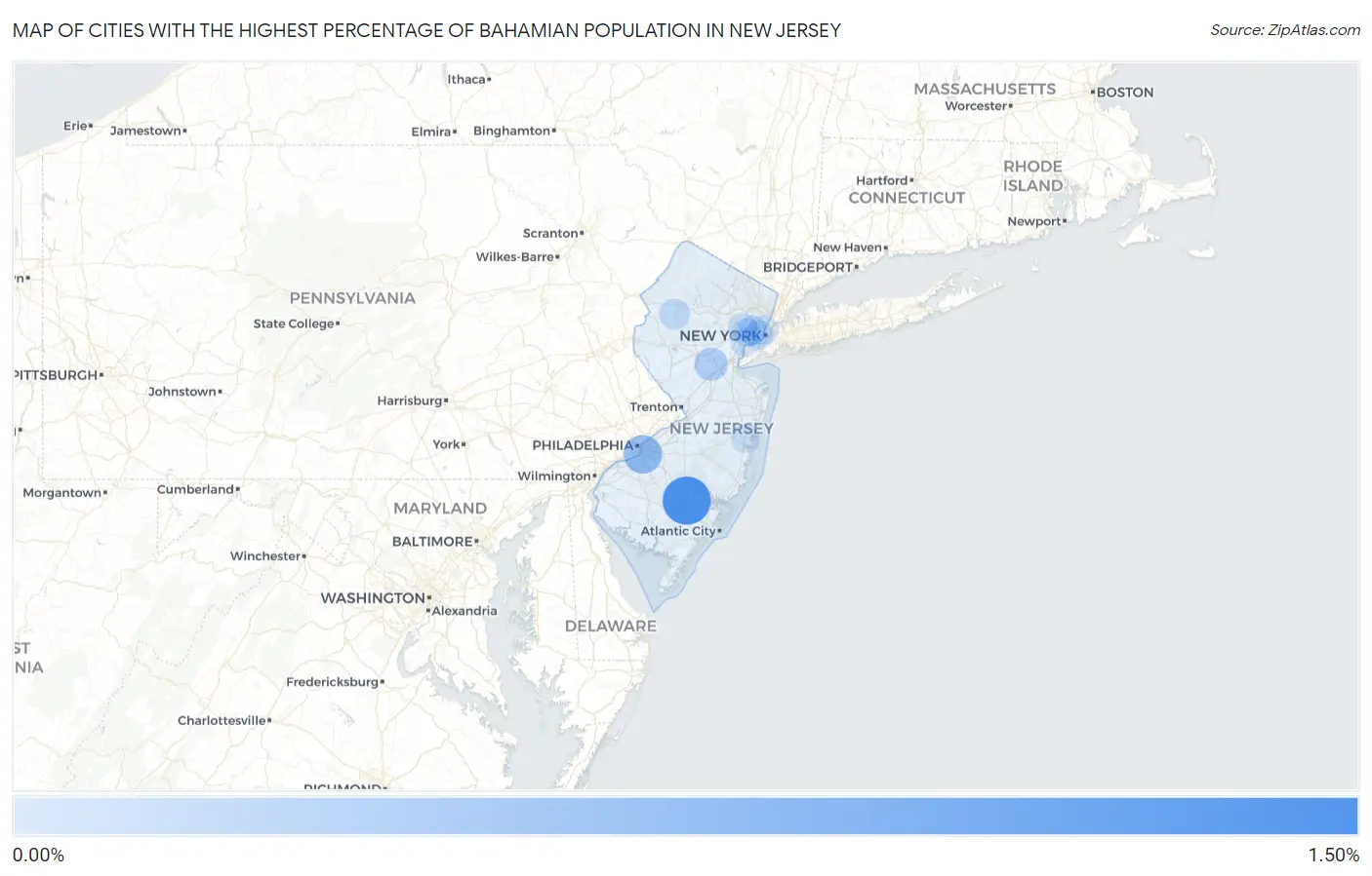 Cities with the Highest Percentage of Bahamian Population in New Jersey Map