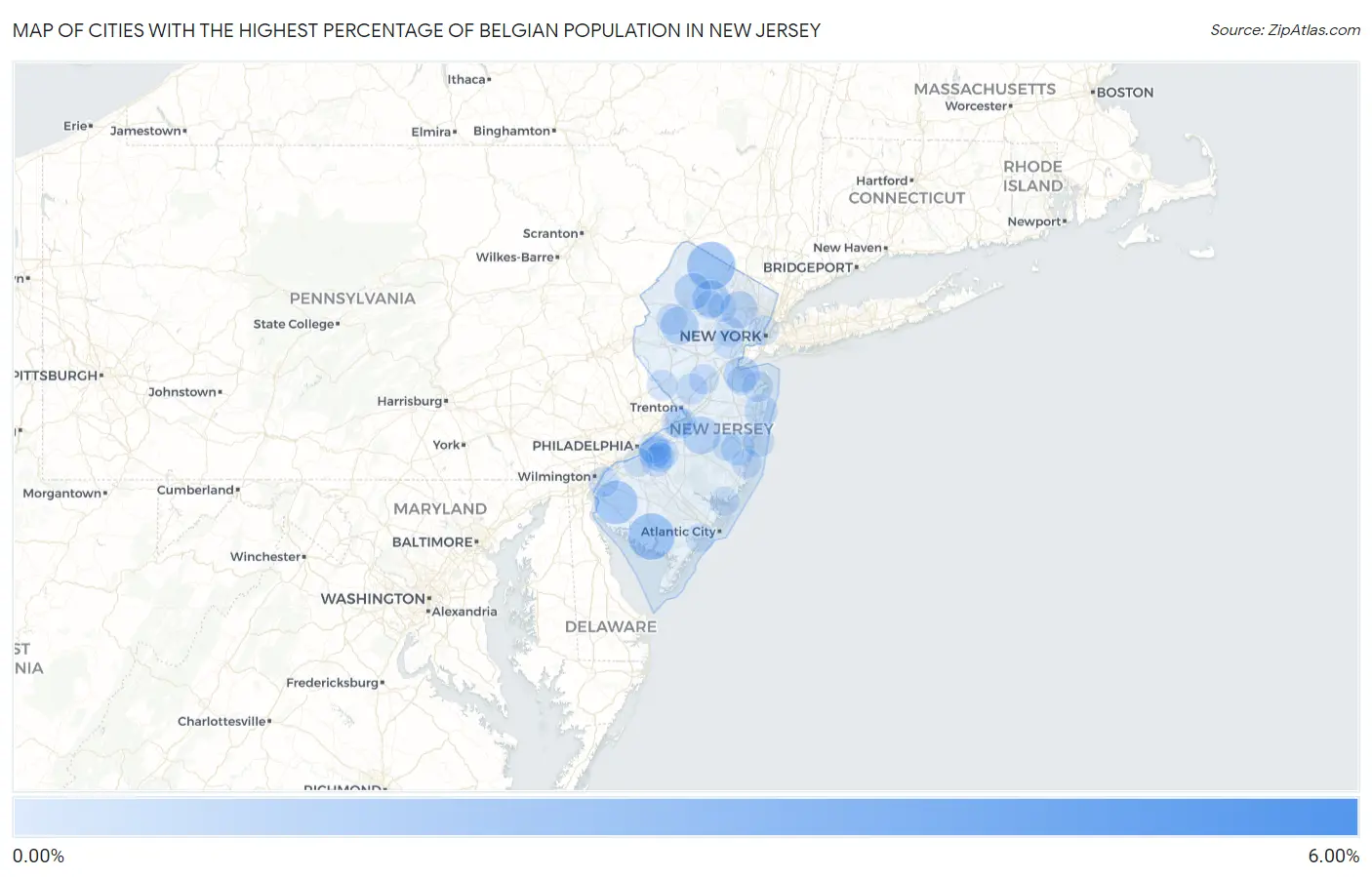 Cities with the Highest Percentage of Belgian Population in New Jersey Map