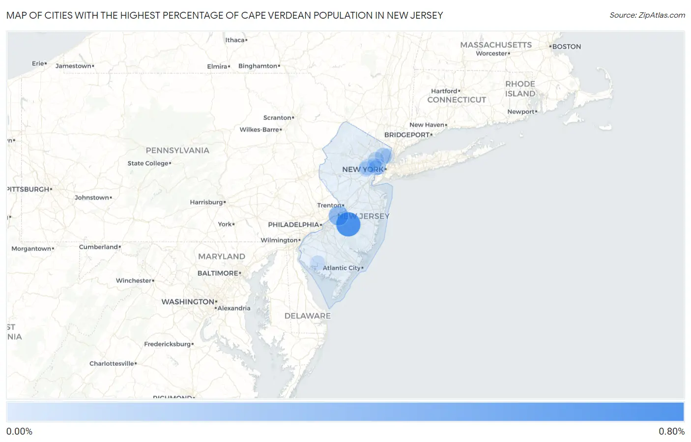 Cities with the Highest Percentage of Cape Verdean Population in New Jersey Map