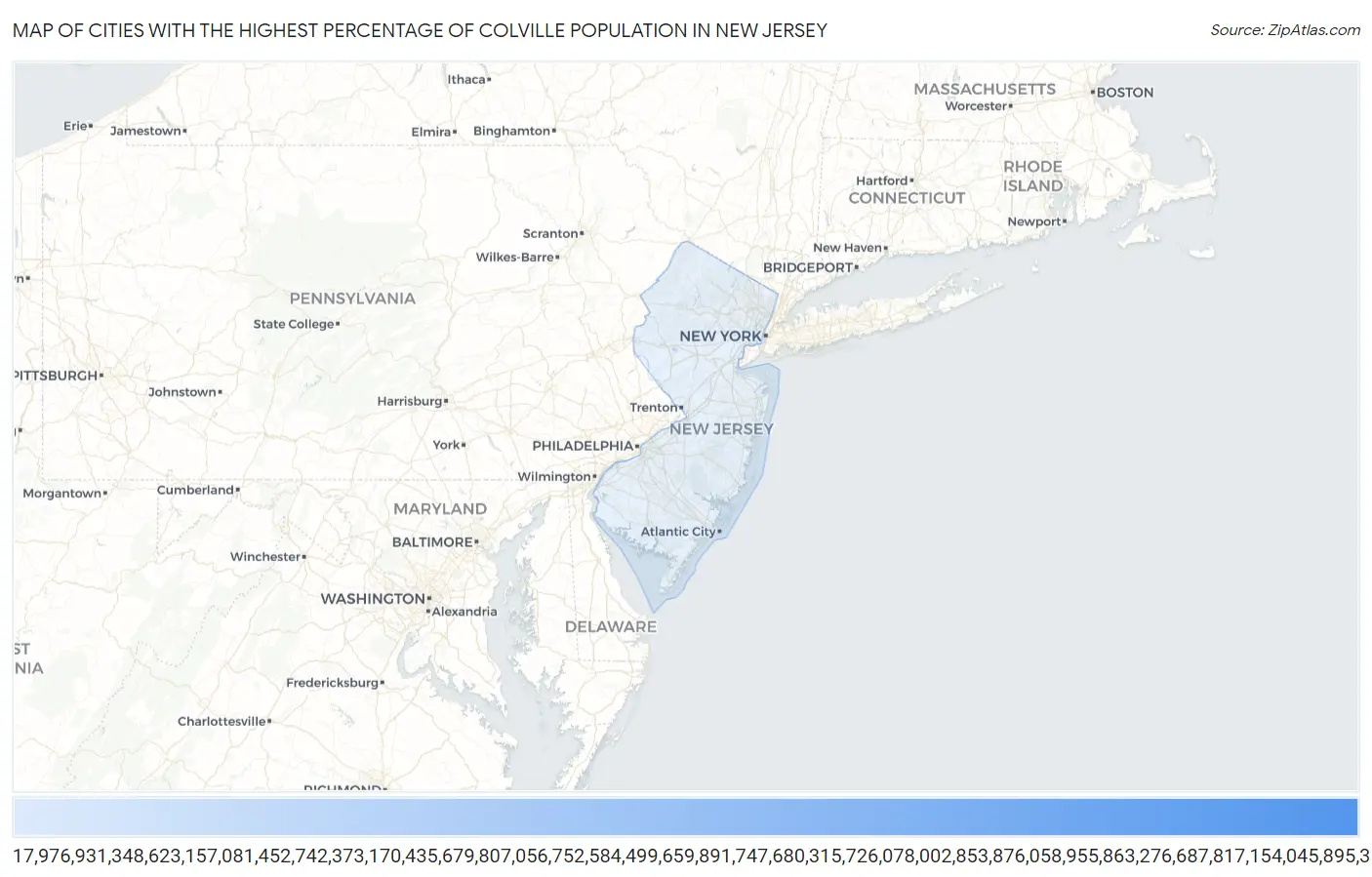 Cities with the Highest Percentage of Colville Population in New Jersey Map