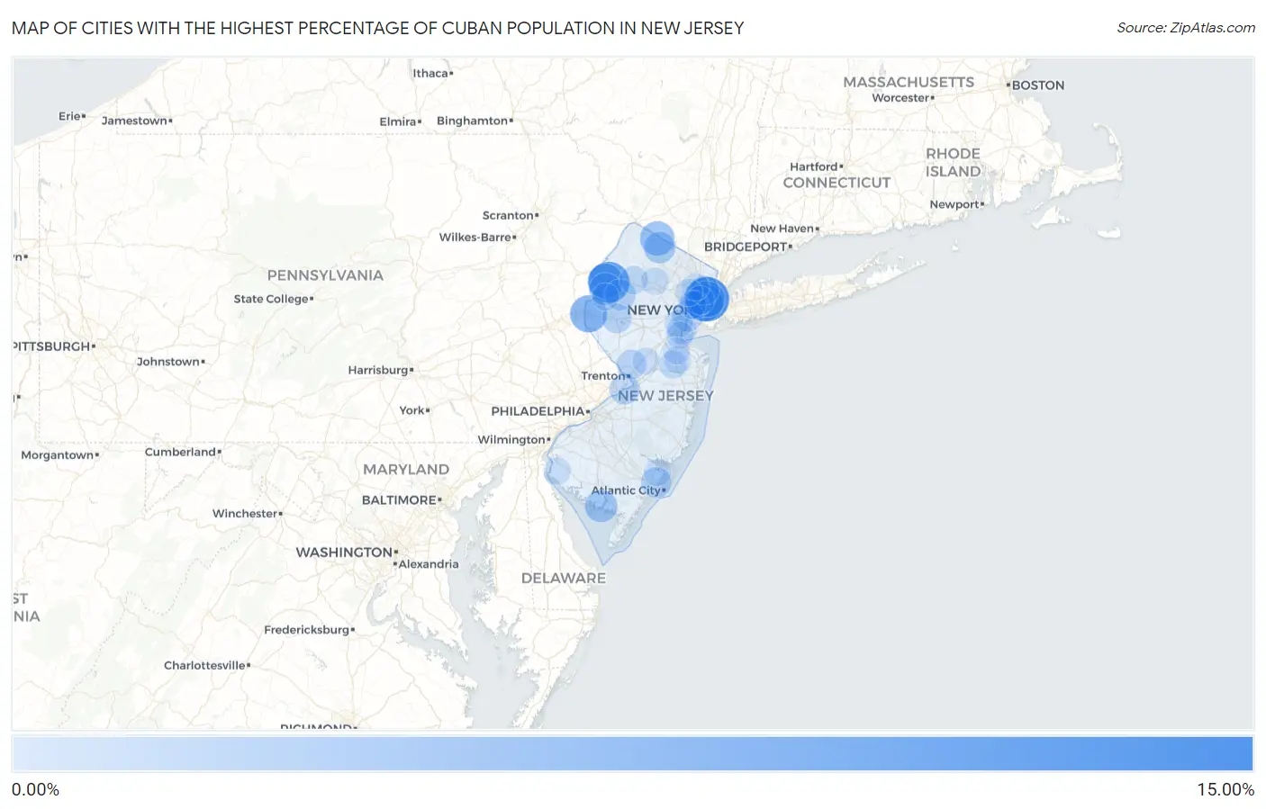 Cities with the Highest Percentage of Cuban Population in New Jersey Map