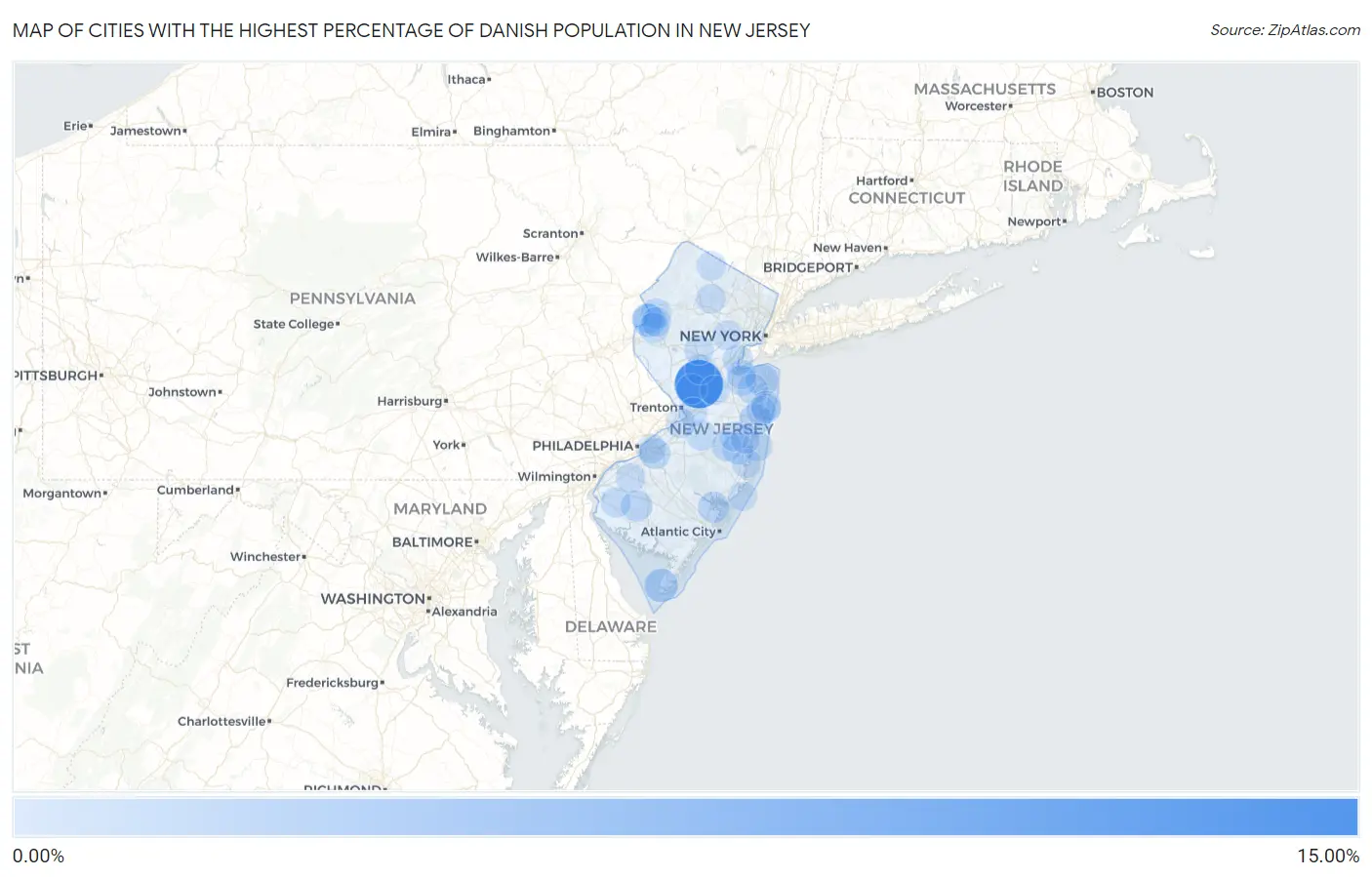 Cities with the Highest Percentage of Danish Population in New Jersey Map
