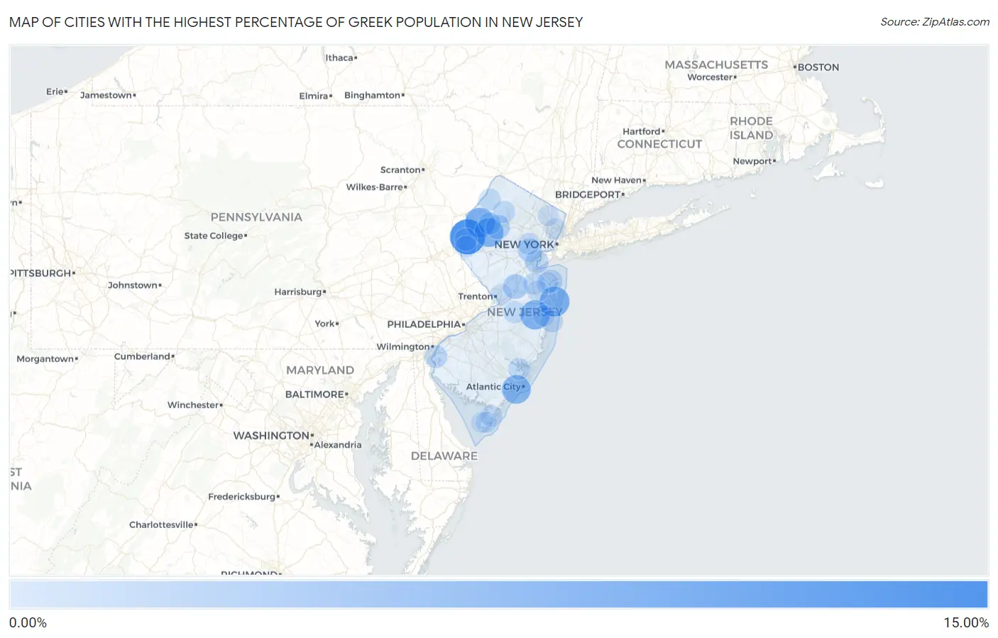 Cities with the Highest Percentage of Greek Population in New Jersey Map