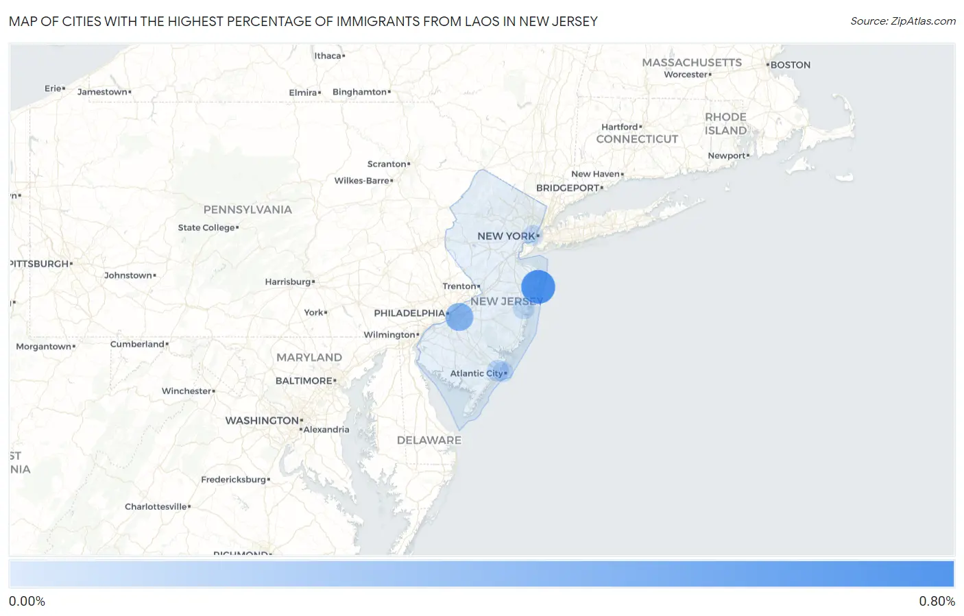 Cities with the Highest Percentage of Immigrants from Laos in New Jersey Map