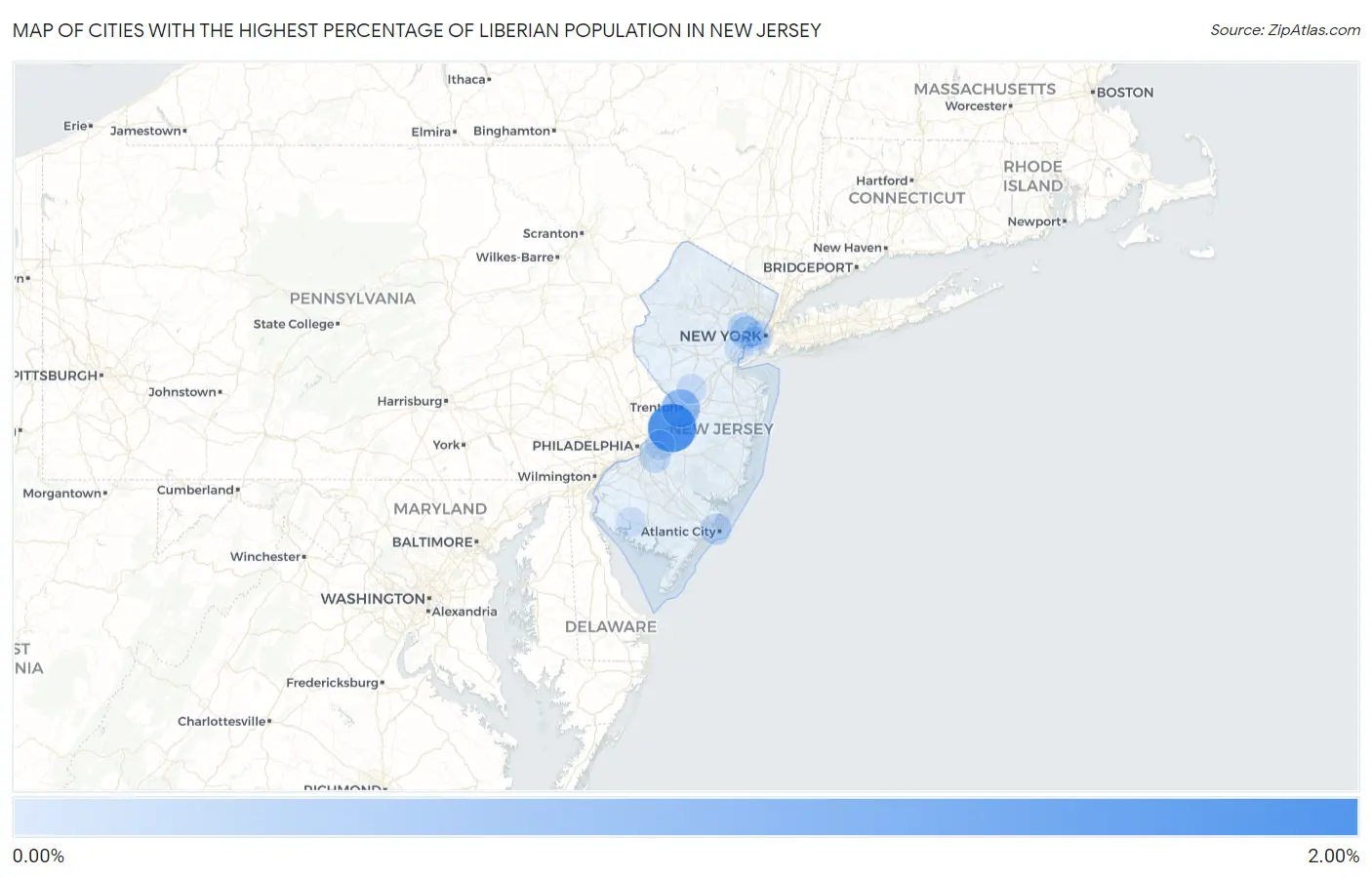 Cities with the Highest Percentage of Liberian Population in New Jersey Map