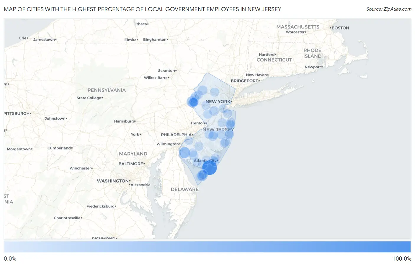 Cities with the Highest Percentage of Local Government Employees in New Jersey Map