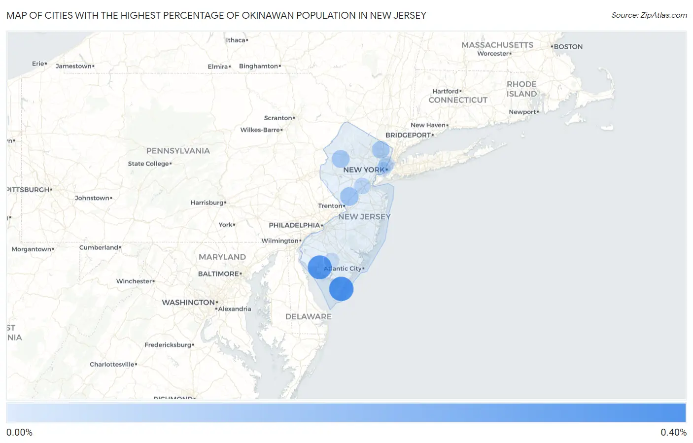 Cities with the Highest Percentage of Okinawan Population in New Jersey Map