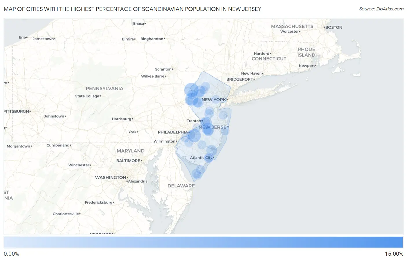Cities with the Highest Percentage of Scandinavian Population in New Jersey Map