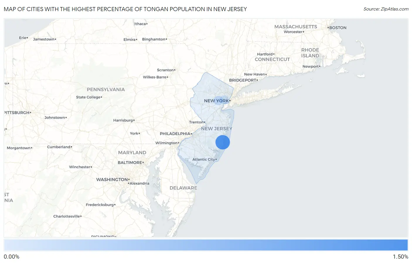 Cities with the Highest Percentage of Tongan Population in New Jersey Map