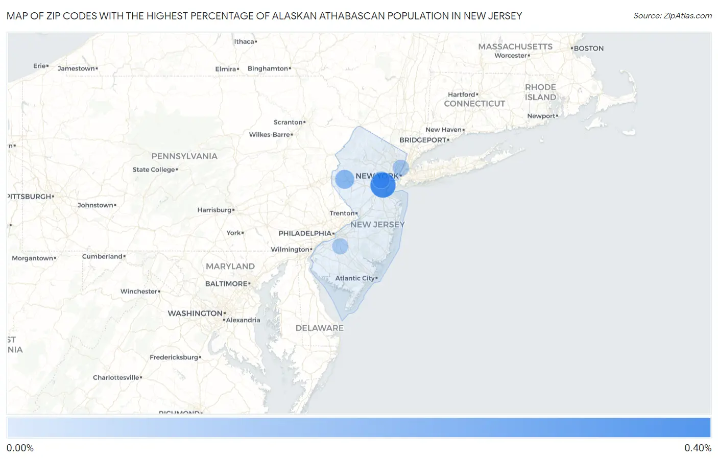 Zip Codes with the Highest Percentage of Alaskan Athabascan Population in New Jersey Map