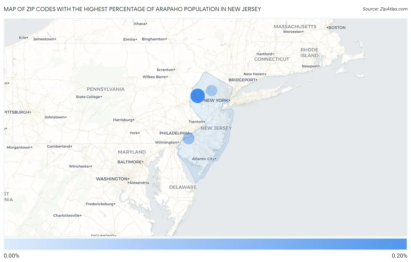 Zip Codes with the Highest Percentage of Arapaho Population in New Jersey Map