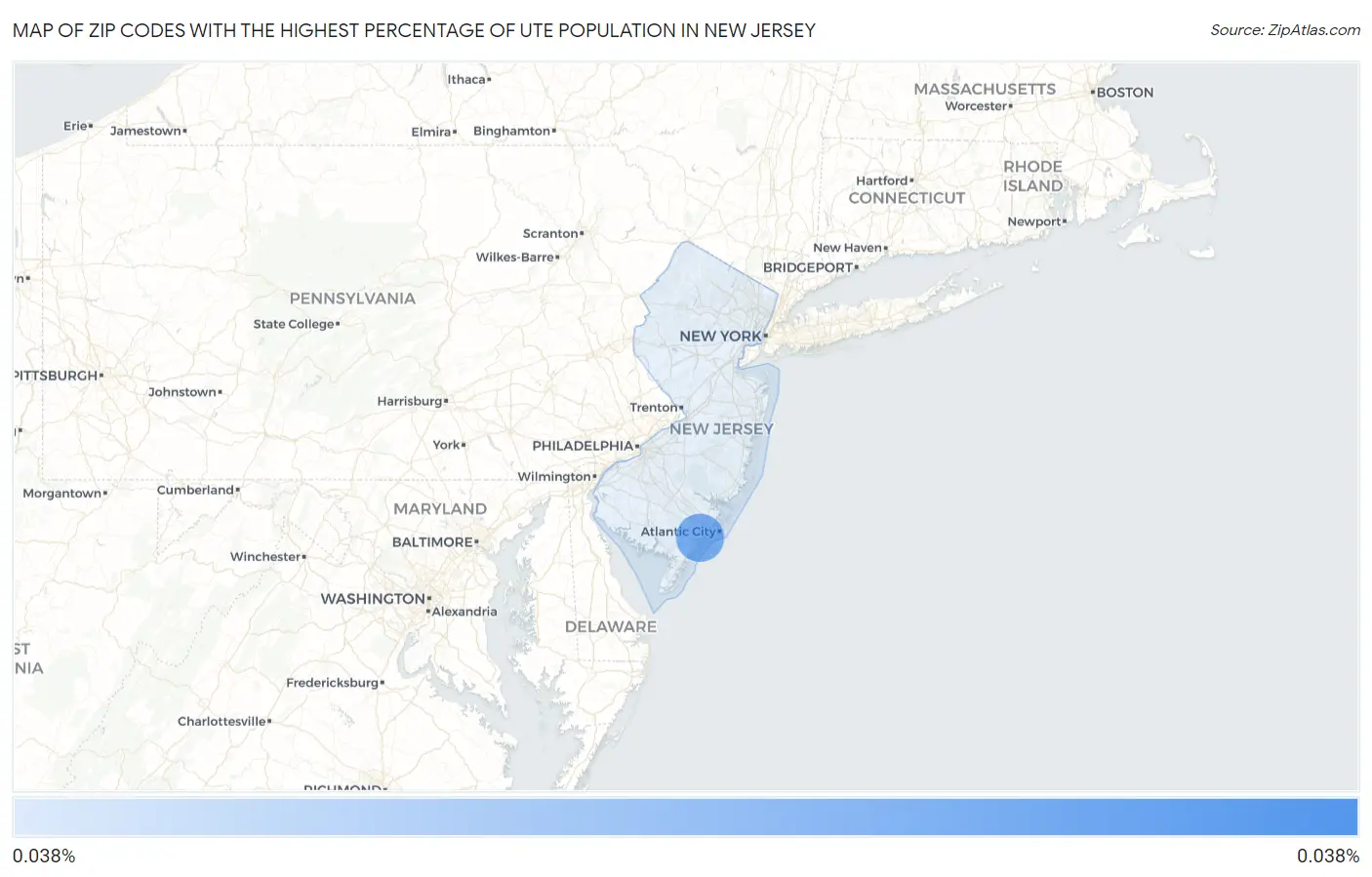 Zip Codes with the Highest Percentage of Ute Population in New Jersey Map