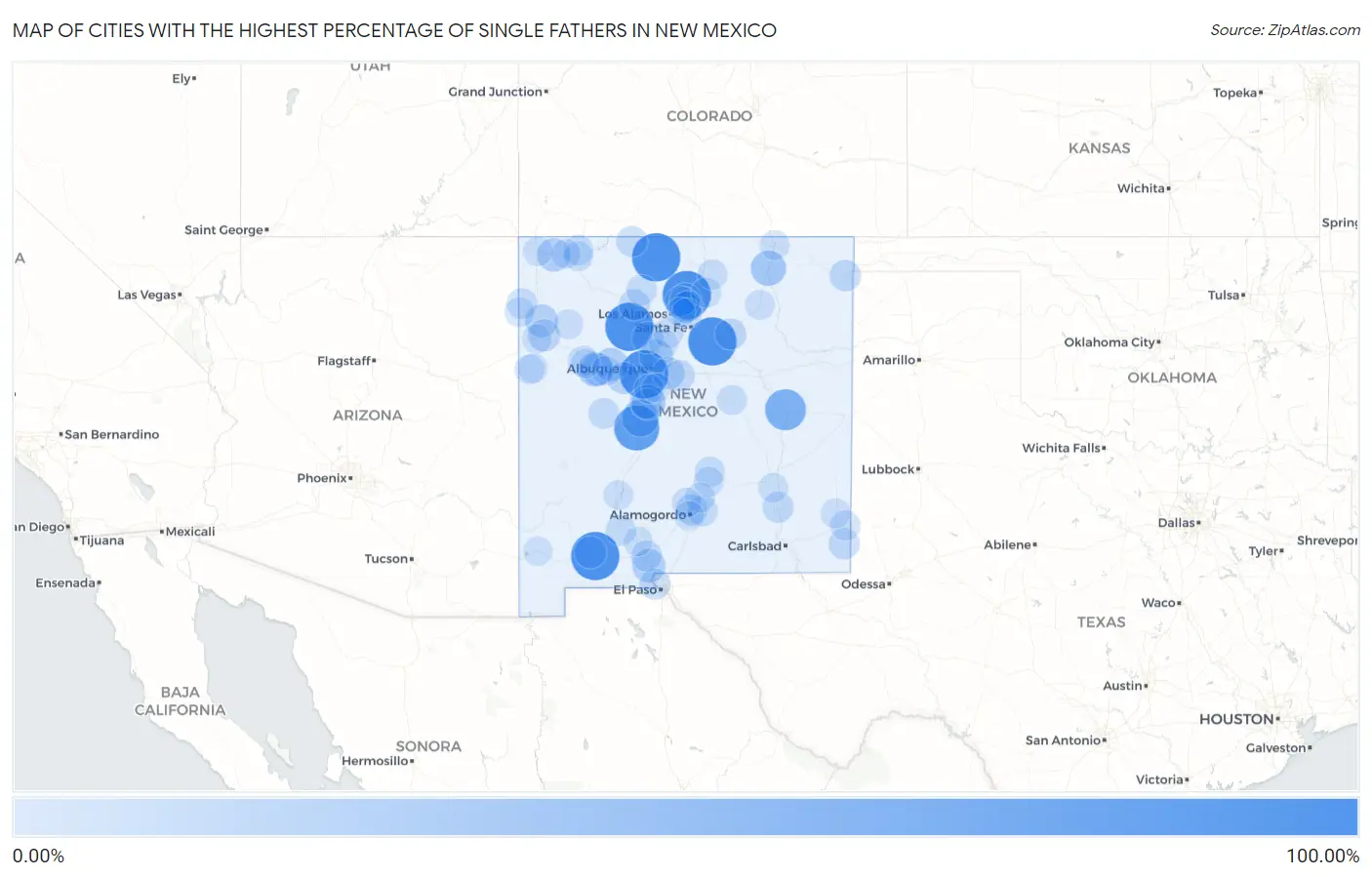 Cities with the Highest Percentage of Single Fathers in New Mexico Map