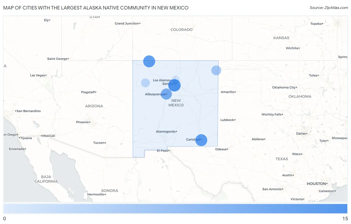 Cities with the Largest Alaska Native Community in New Mexico Map