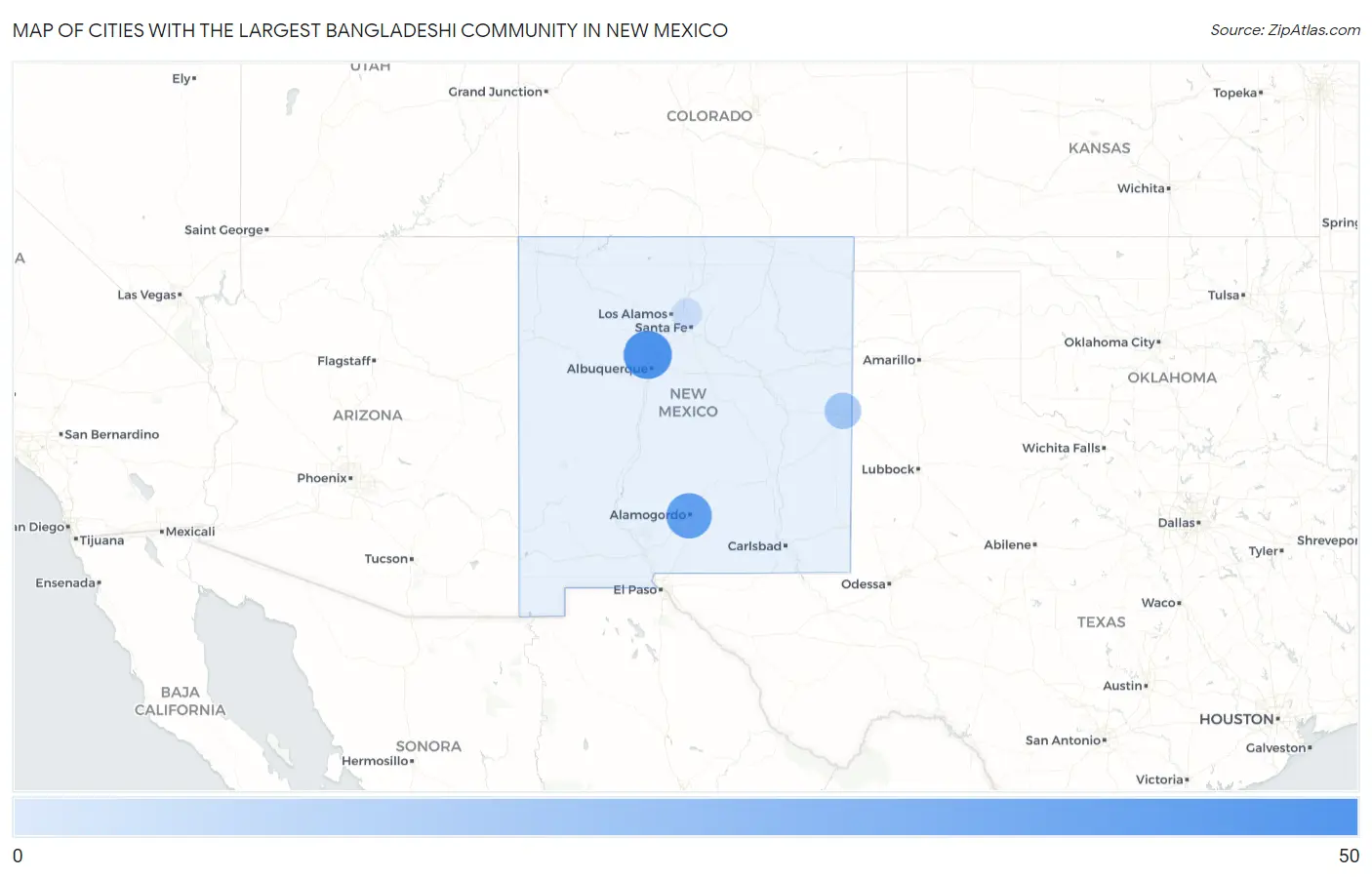 Cities with the Largest Bangladeshi Community in New Mexico Map