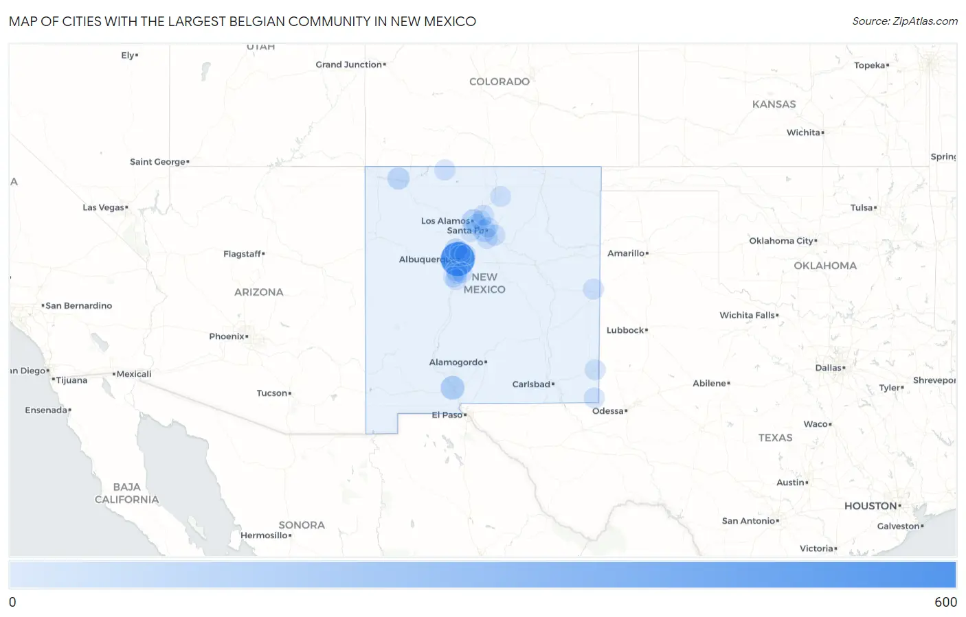 Cities with the Largest Belgian Community in New Mexico Map
