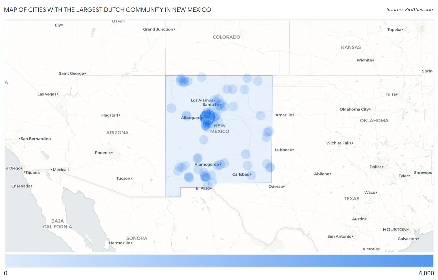 Cities with the Largest Dutch Community in New Mexico Map