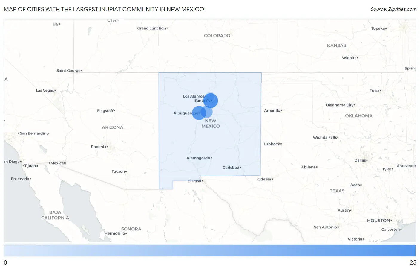 Cities with the Largest Inupiat Community in New Mexico Map