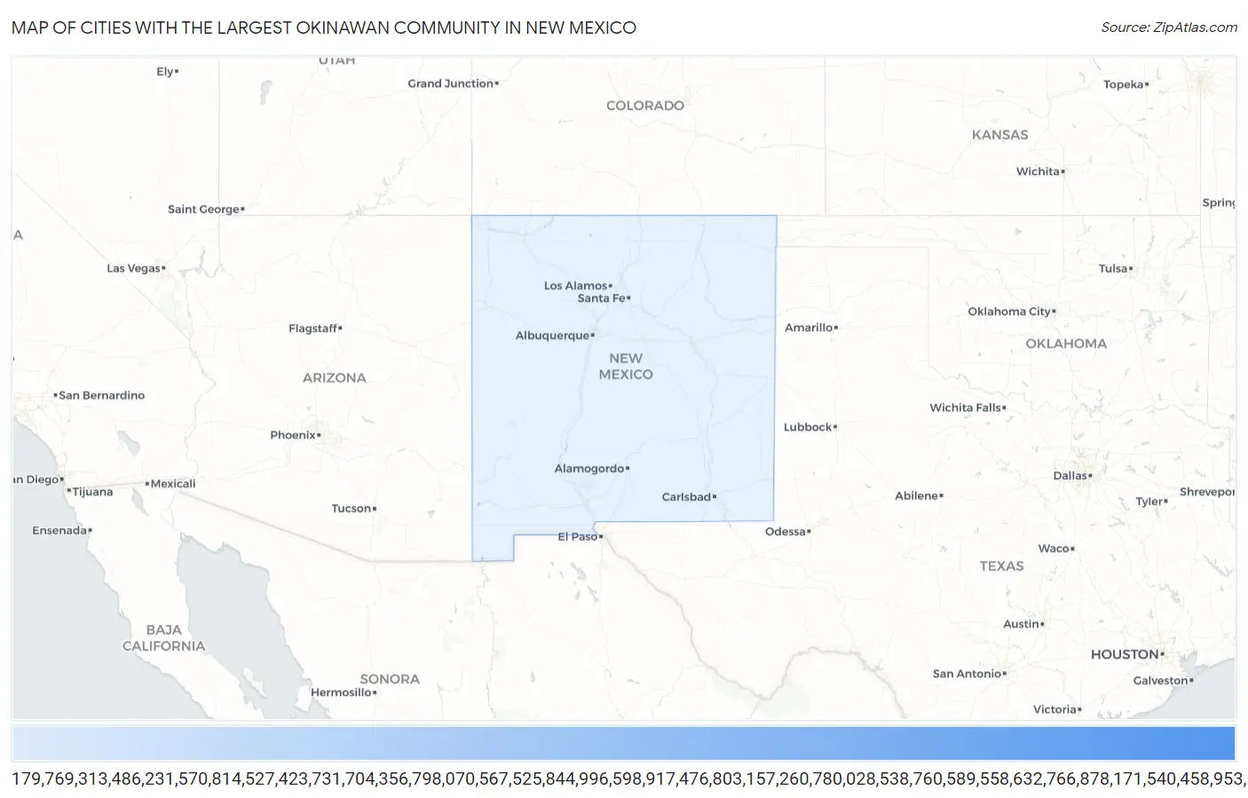 Cities with the Largest Okinawan Community in New Mexico Map