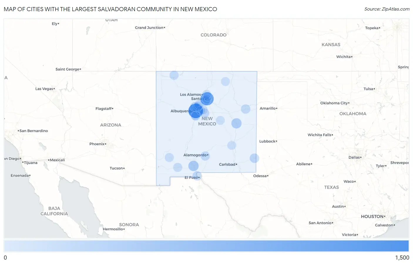 Cities with the Largest Salvadoran Community in New Mexico Map