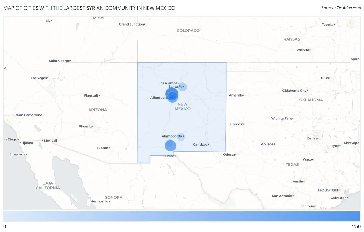 Cities with the Largest Syrian Community in New Mexico Map