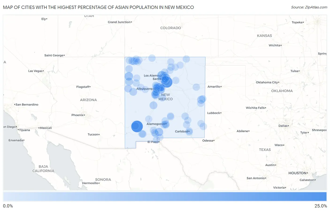 Cities with the Highest Percentage of Asian Population in New Mexico Map