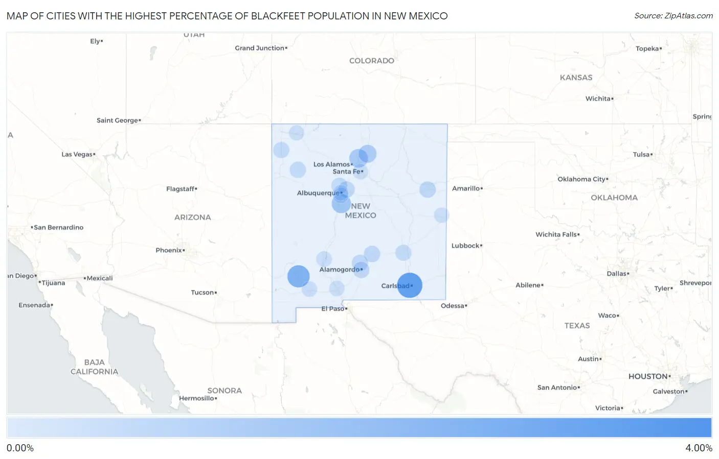 Cities with the Highest Percentage of Blackfeet Population in New Mexico Map
