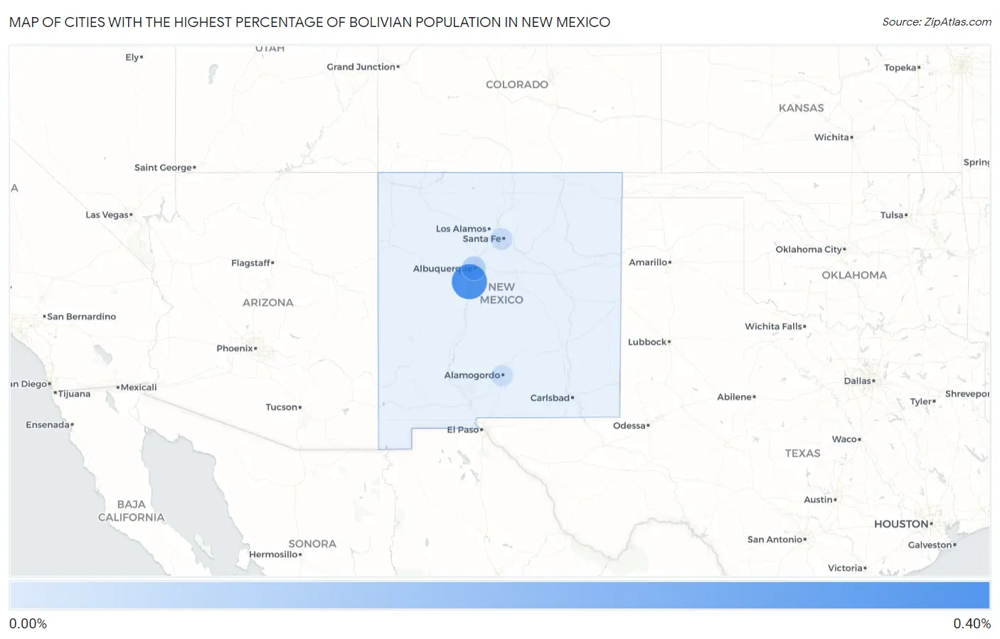 Cities with the Highest Percentage of Bolivian Population in New Mexico Map