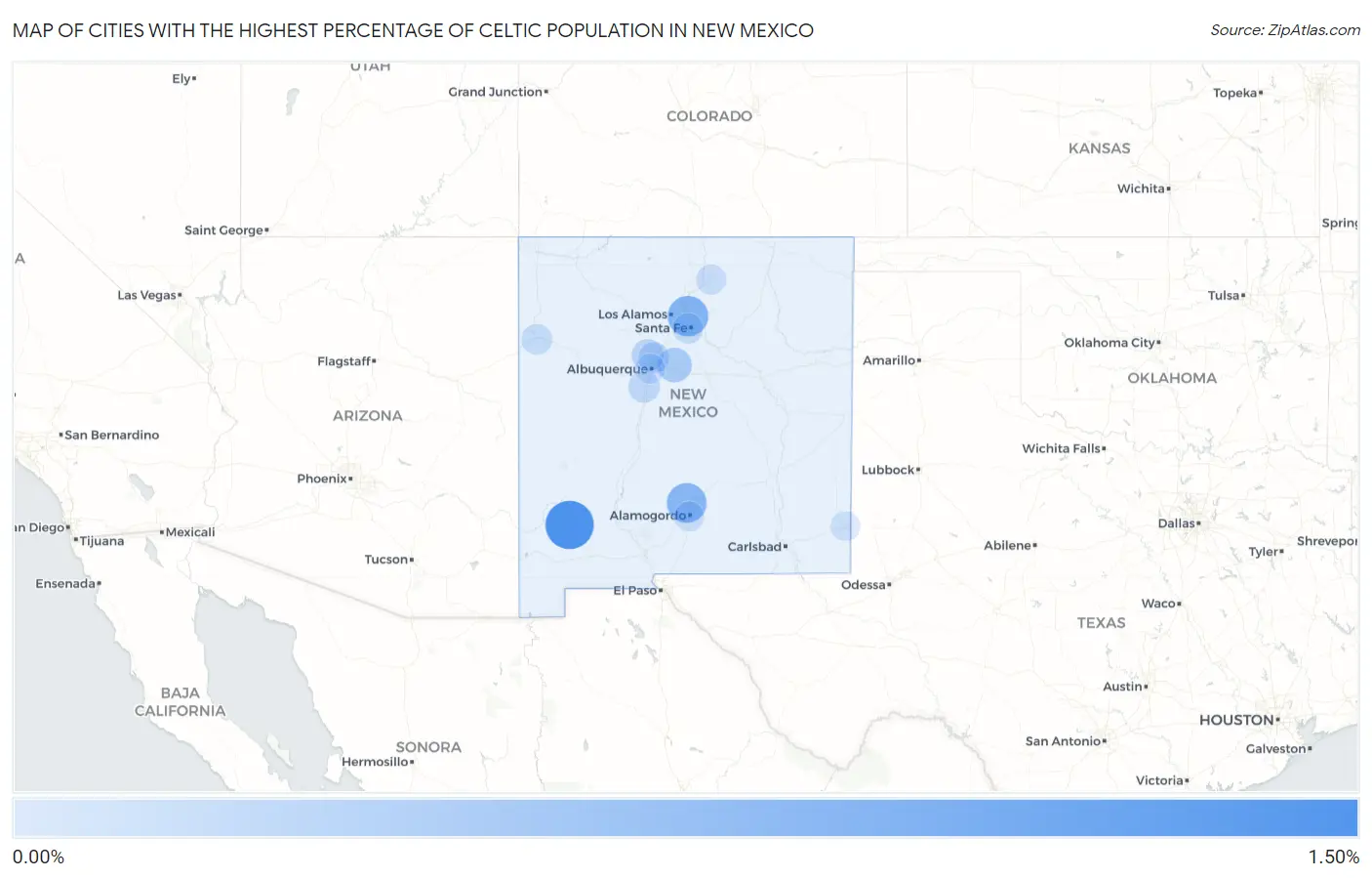 Cities with the Highest Percentage of Celtic Population in New Mexico Map