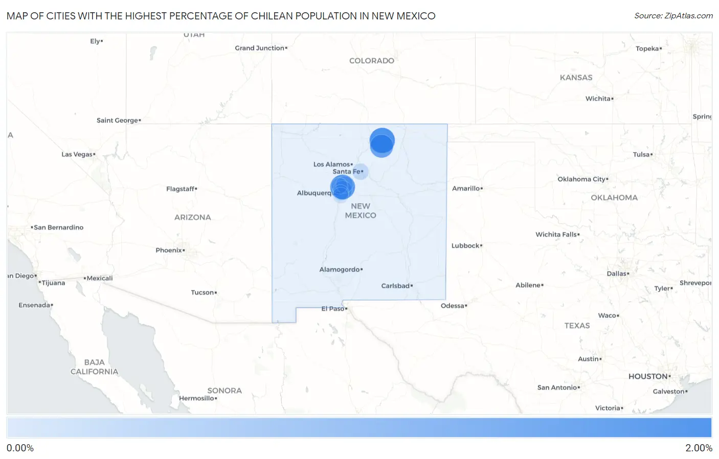 Cities with the Highest Percentage of Chilean Population in New Mexico Map