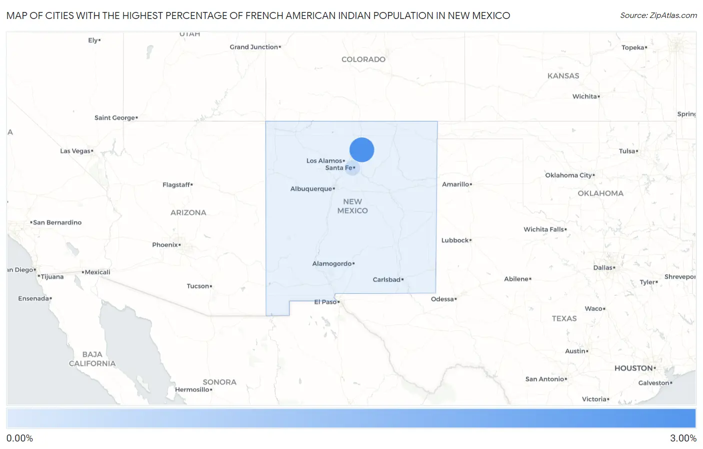 Cities with the Highest Percentage of French American Indian Population in New Mexico Map