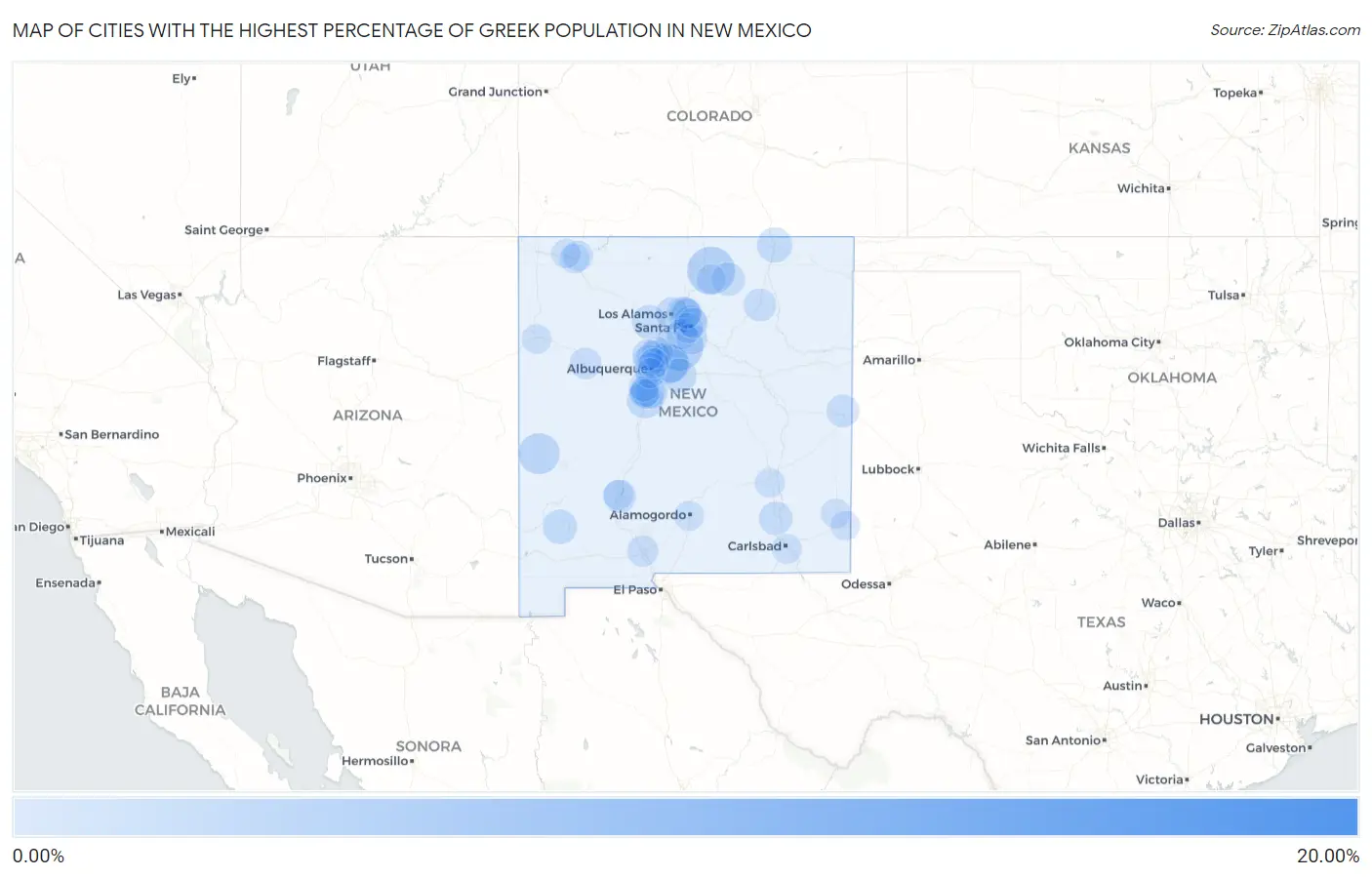 Cities with the Highest Percentage of Greek Population in New Mexico Map