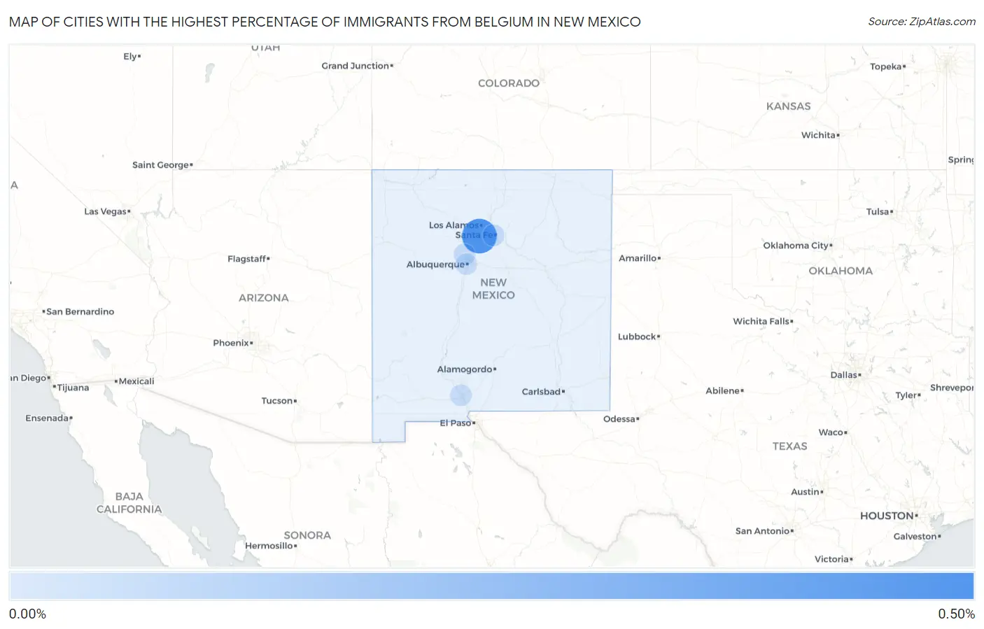 Cities with the Highest Percentage of Immigrants from Belgium in New Mexico Map