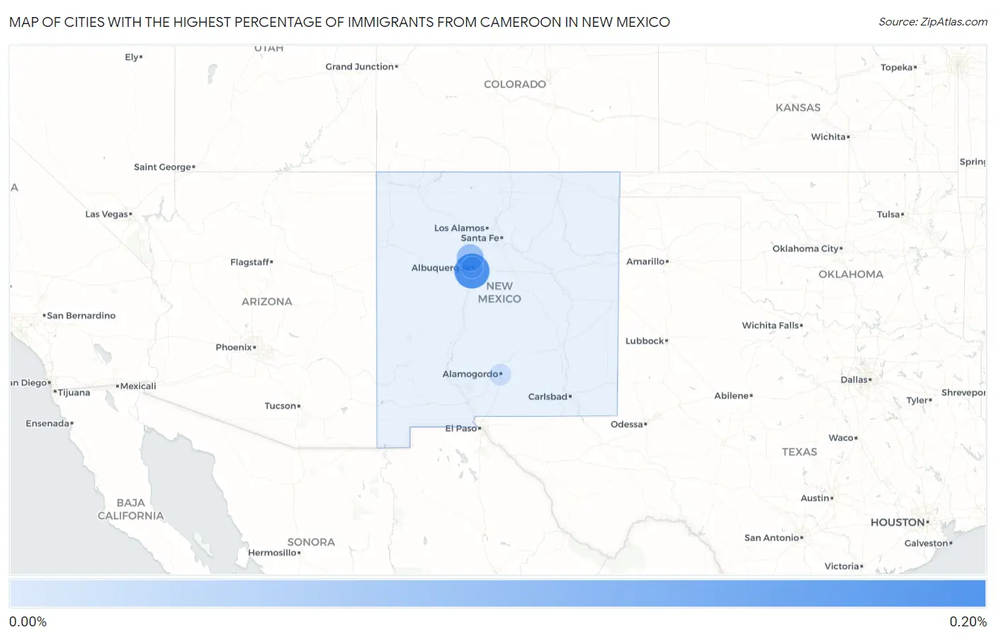 Cities with the Highest Percentage of Immigrants from Cameroon in New Mexico Map