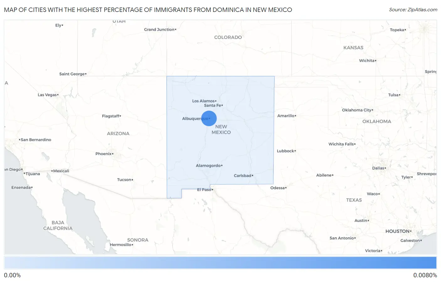 Cities with the Highest Percentage of Immigrants from Dominica in New Mexico Map