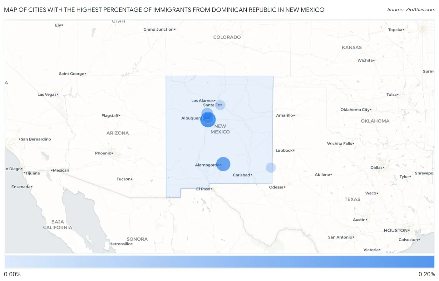 Cities with the Highest Percentage of Immigrants from Dominican Republic in New Mexico Map