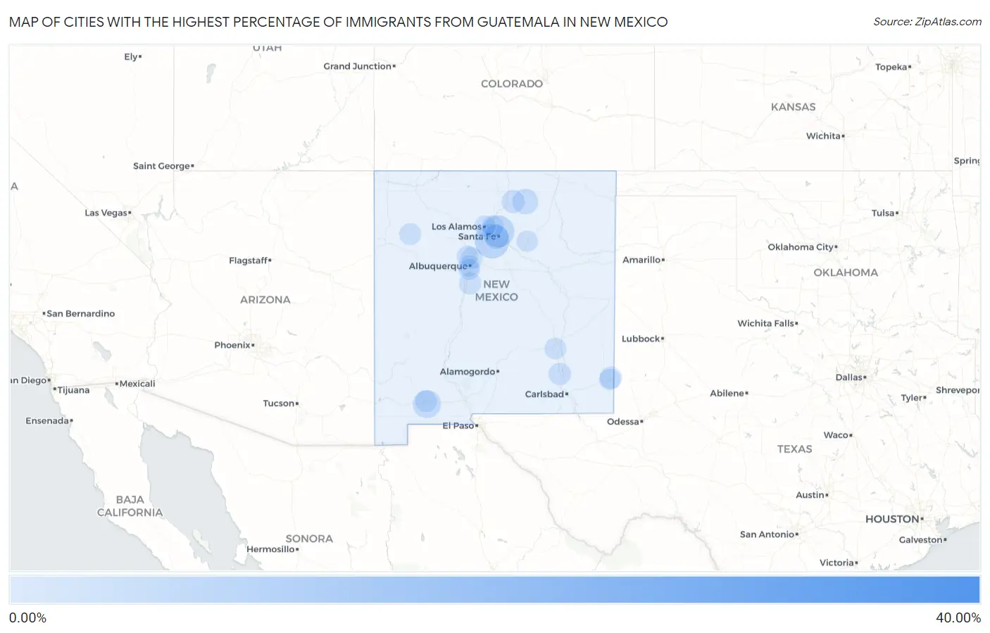 Cities with the Highest Percentage of Immigrants from Guatemala in New Mexico Map