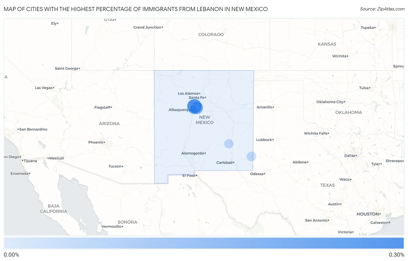 Cities with the Highest Percentage of Immigrants from Lebanon in New Mexico Map