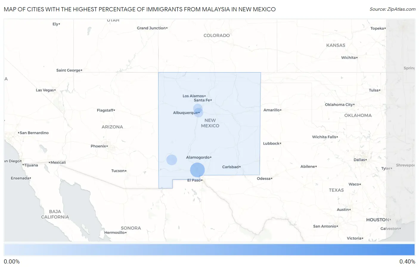 Cities with the Highest Percentage of Immigrants from Malaysia in New Mexico Map