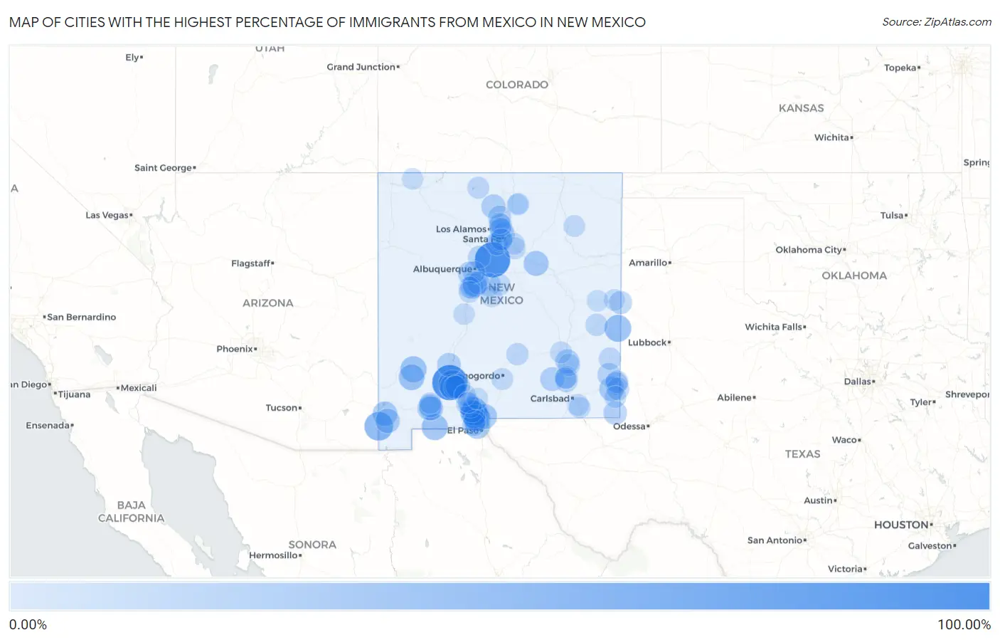 Cities with the Highest Percentage of Immigrants from Mexico in New Mexico Map