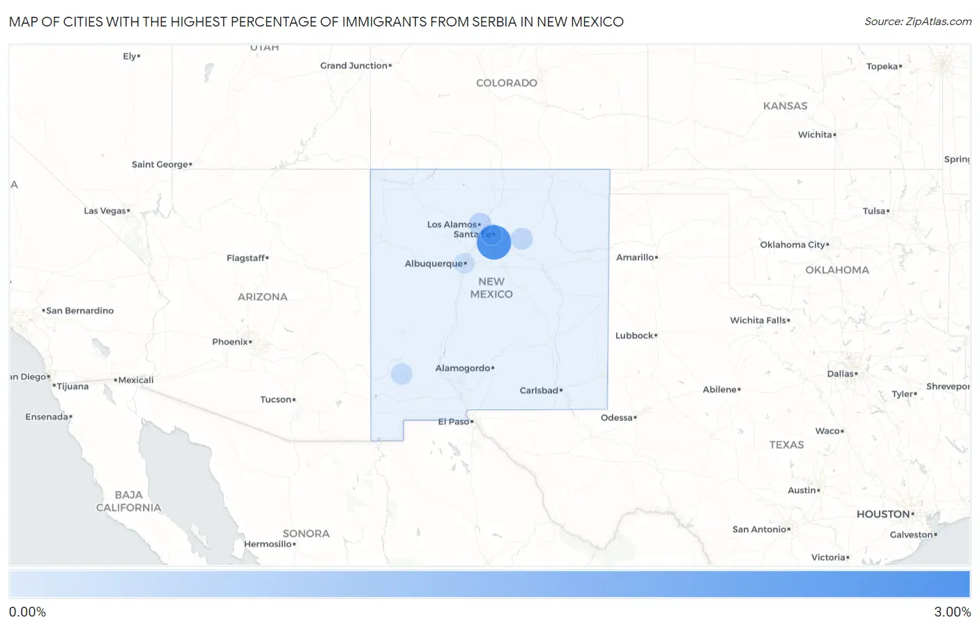 Cities with the Highest Percentage of Immigrants from Serbia in New Mexico Map