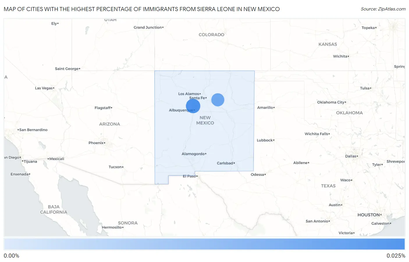 Cities with the Highest Percentage of Immigrants from Sierra Leone in New Mexico Map