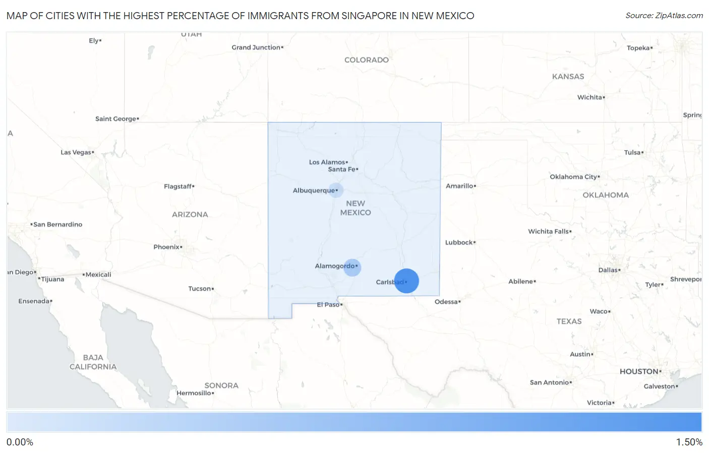 Cities with the Highest Percentage of Immigrants from Singapore in New Mexico Map