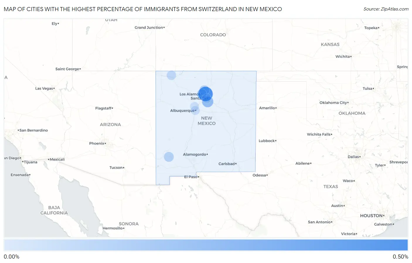 Cities with the Highest Percentage of Immigrants from Switzerland in New Mexico Map