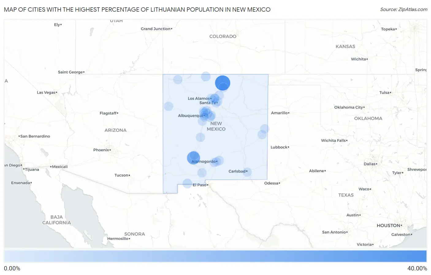 Cities with the Highest Percentage of Lithuanian Population in New Mexico Map