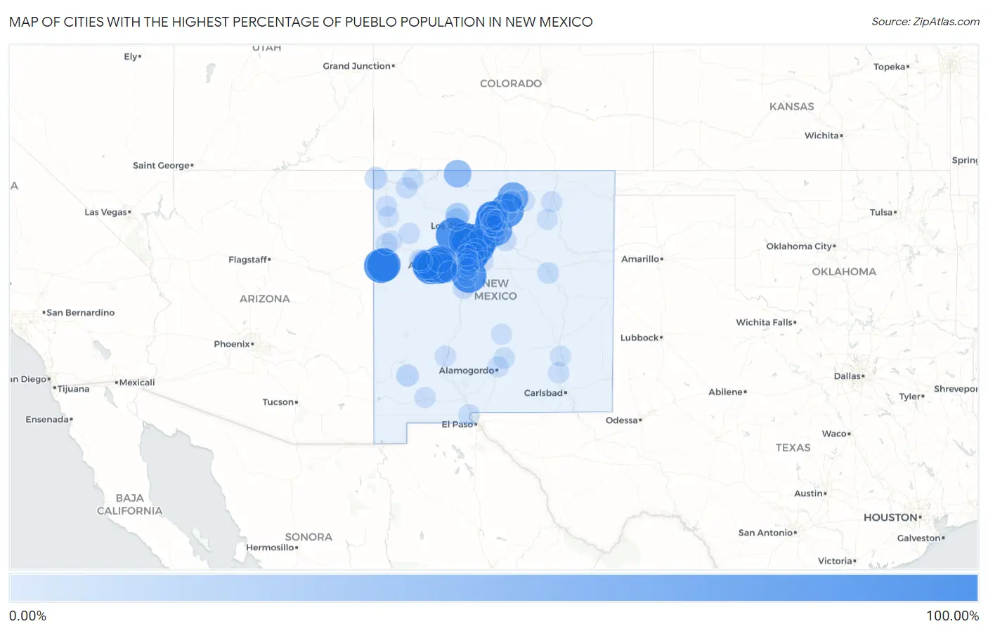 Cities with the Highest Percentage of Pueblo Population in New Mexico Map